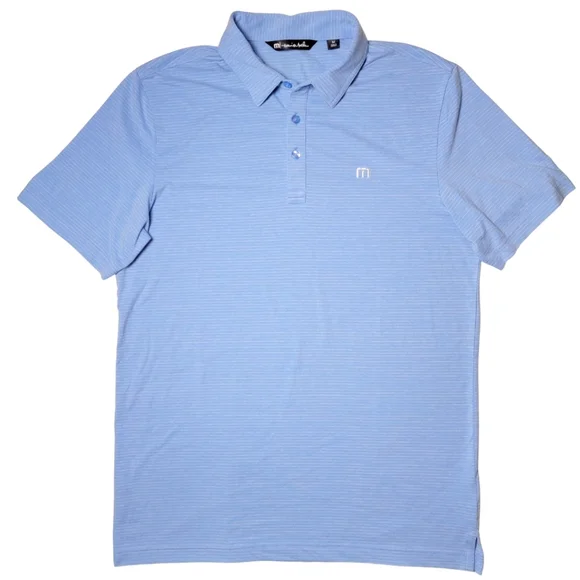 Travis Mathew Heathered Light Blue Polo Shirt - Picture 2 of 5